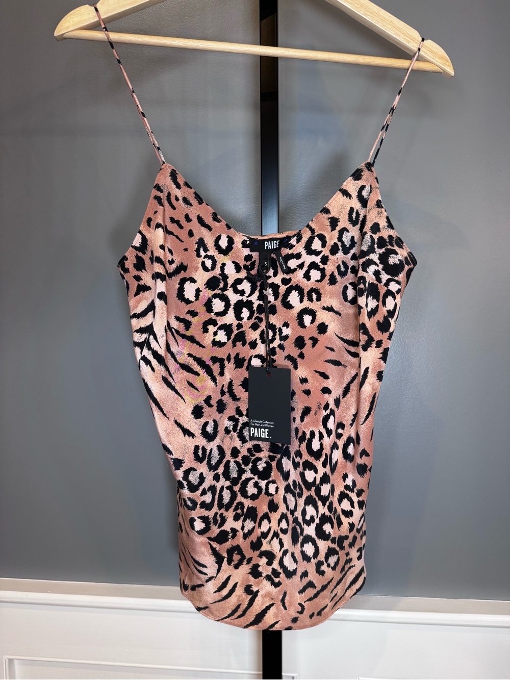 PAIGE Cicely Silk Cami Leopard Print Light Hyde Faded Animal Size S NWT